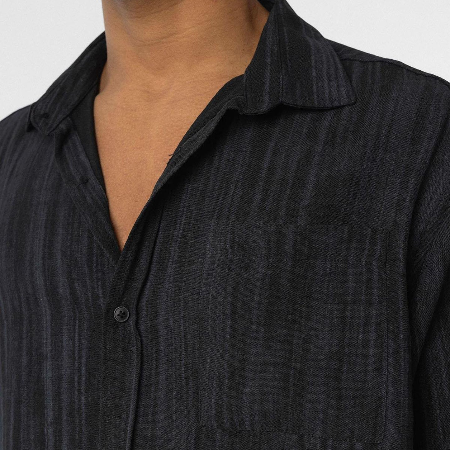 Oversize Keten Görünümlü Uzun Kollu Gömlek