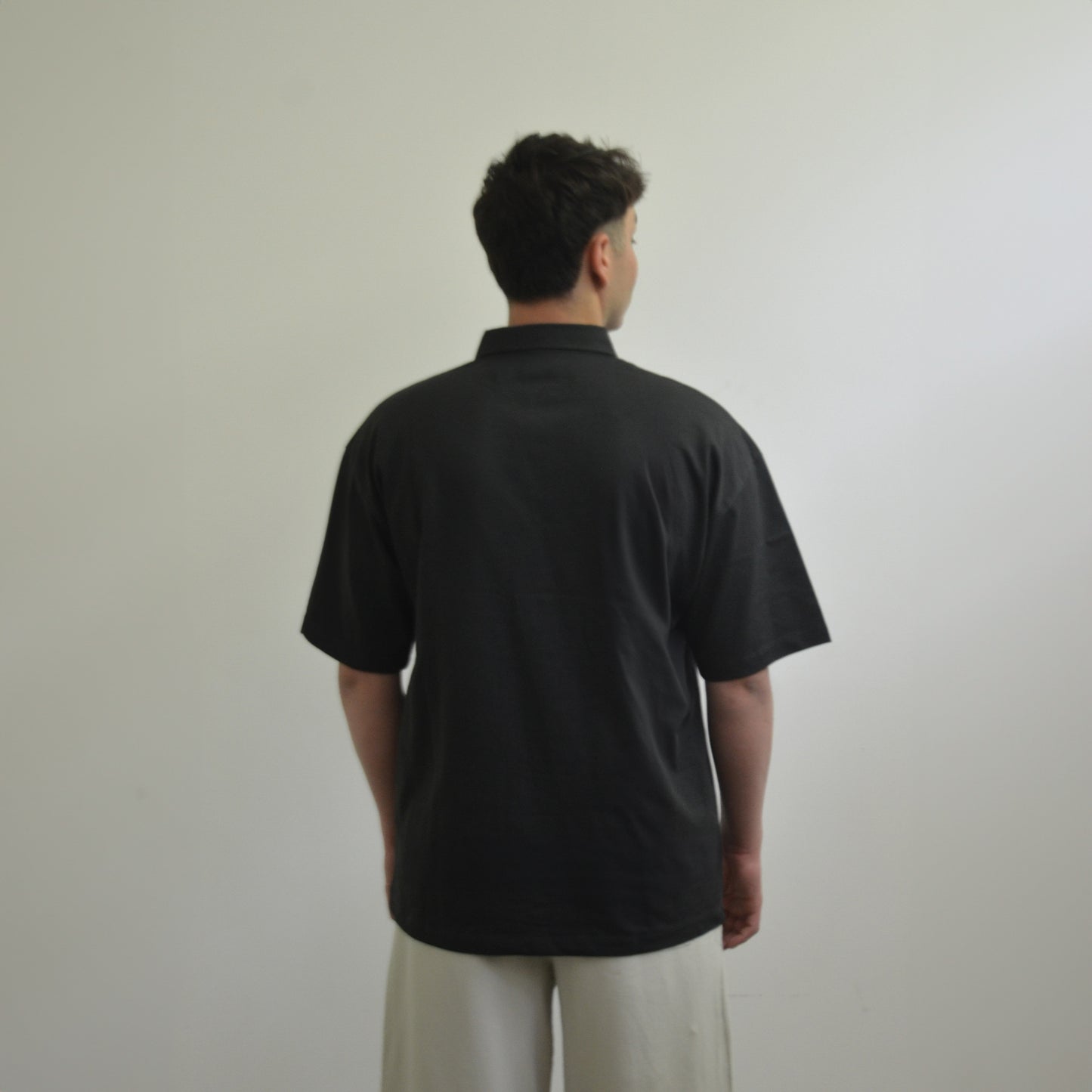 Boxy Fit Oversize Polo Yaka T-Shirt / Antrasit