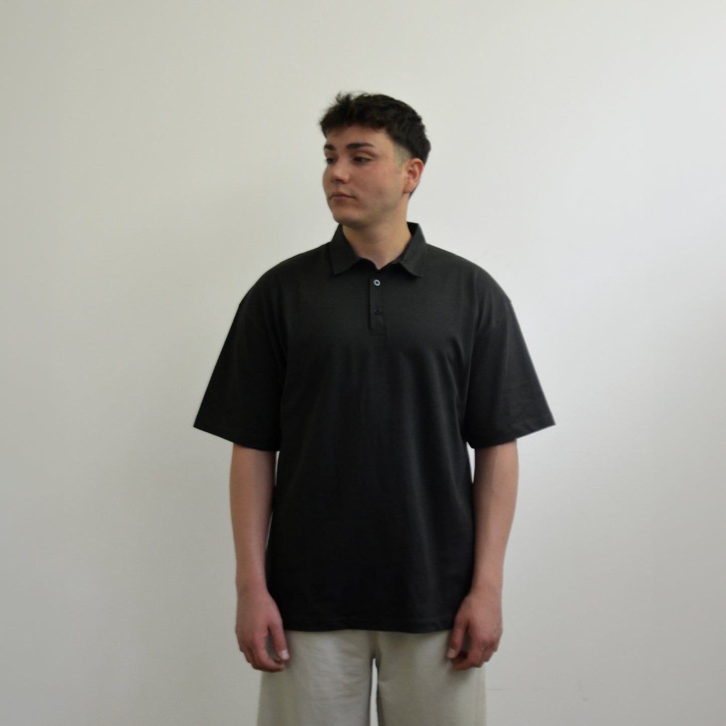Boxy Fit Oversize Polo Yaka T-Shirt / Antrasit