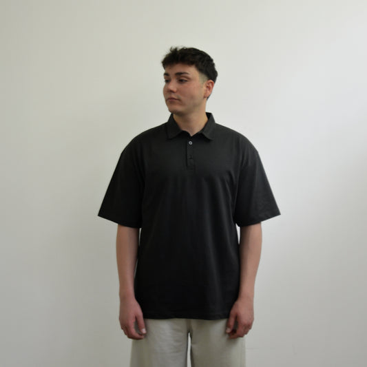 Boxy Fit Oversize Polo Yaka T-Shirt / Antrasit